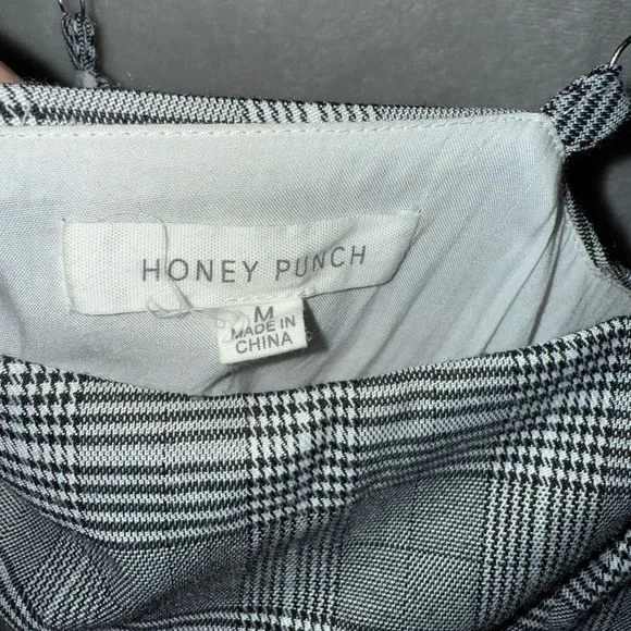 Honey Punch Charcoal Plaid Mini Dress - Picture 3 of 4